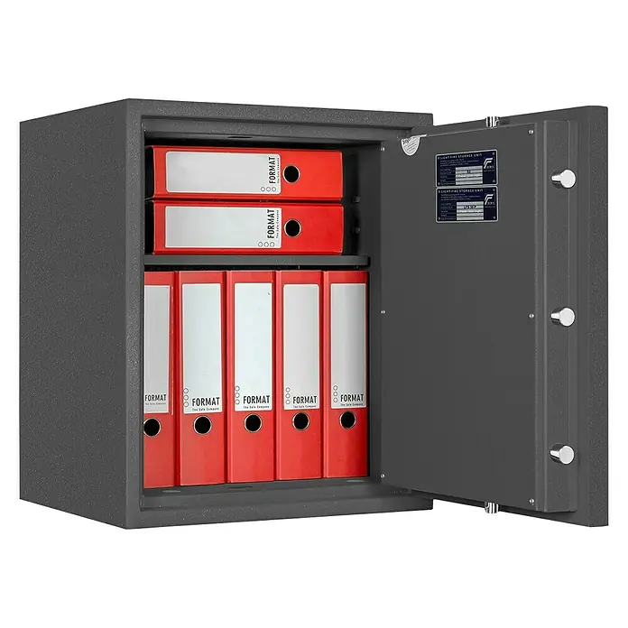 Format Feuerschutztresor PSL 4 - Doppelbart-Hochsicherheitsschloss, L x B x H: 450 x 505 x 605 mm - Der Format-Dokumentenschrank bietet sicheren und organisierten Stauraum für wichtige Dokumente und Akten in Ihrem Büro oder Zuhause.