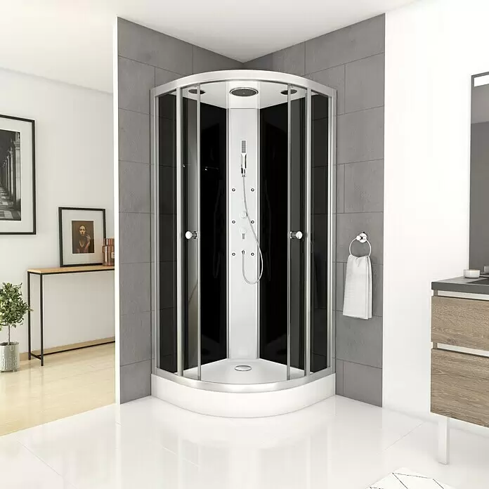 Aurlane Komplettdusche Vitamine Black - 90 x 90 x 215 cm, Schwarz/Silbergrau - Stimmungsaufnahme