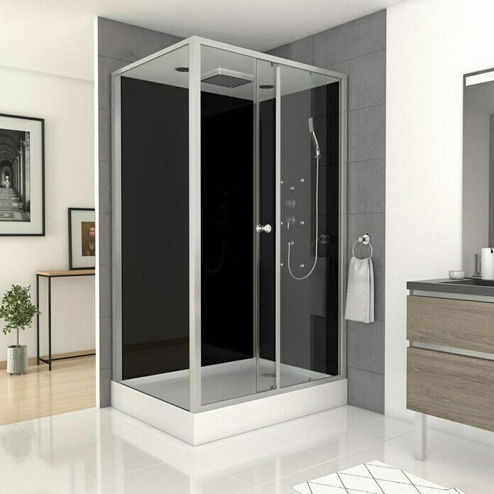 Cabina de ducha completa Vitamine Black Rectangle (80 x 110 x 215