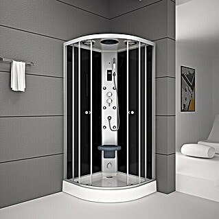 Cabina de ducha de vapor Vitamine Black Hammam (L x An: 90 x 90 cm, Negro Gris Plata)