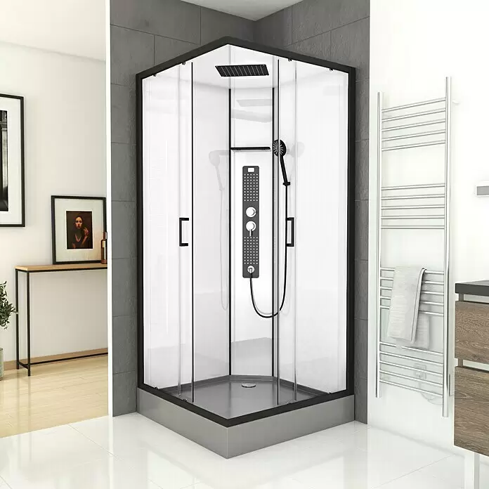 Aurlane Komplettdusche Indus - 90 x 90 x 215 cm, Eckig, Anthrazit/Silbergrau - Stimmungsaufnahme