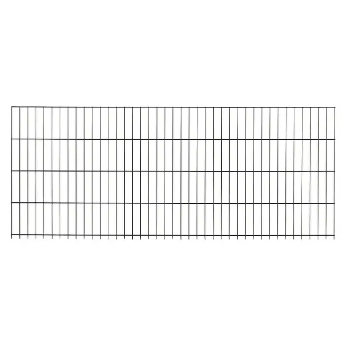 Peddy Shield Zaun-Set DSM - 2 x 0,83 m, Anthrazit, 21 -tlg., Zum Einbetonieren - Darstellung eines schwarzen Metallgitterzauns, ideal zur Abgrenzung von Gärten oder als Sicherheitsmaßnahme. Seine robuste Bauweise sorgt für Langlebigkeit.