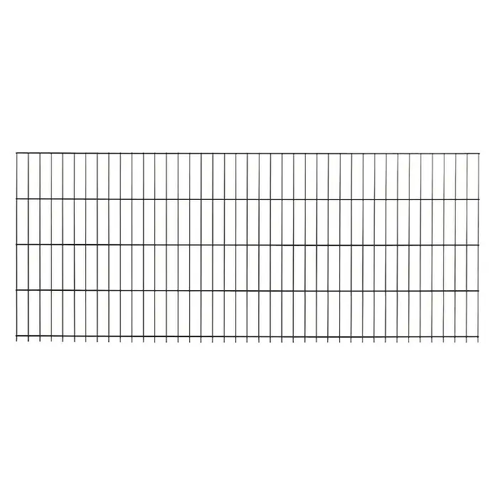 Peddy Shield Zaun-Set - 200 x 123 cm, Anthrazit, Mit Standardpfosten zum Aufschrauben - Ansicht eines schwarzen Metallzauns. Ein Zaunelement mit senkrechten und waagerechten Stäben für Grundstücksbegrenzung und Sicherheit.