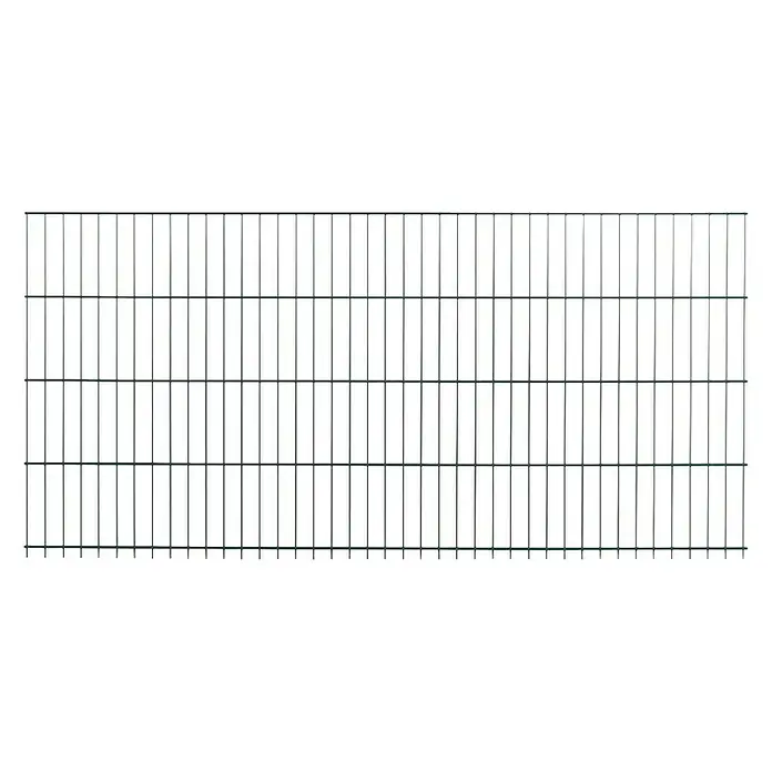 Peddy Shield Zaun-Set ESM - 2 x 0,75 m, Grün, 11 -tlg. - Ein rechteckiges, grünes Doppelstabmattenzaun-Element, ideal zur Grundstücksbegrenzung und als Sichtschutz im Garten.