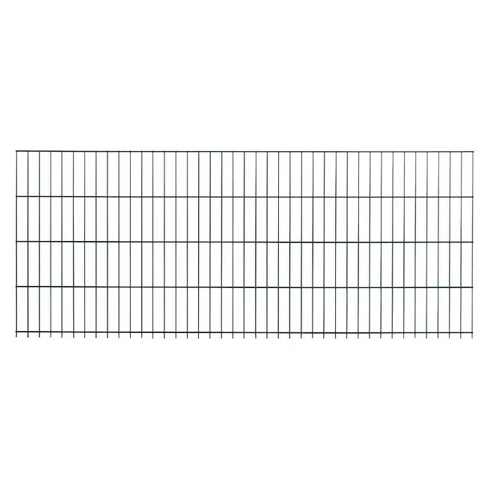 Peddy Shield Zaun-Set DSM - 2 x 1,23 m, Grün, 31 -tlg., Mit Montageplatte - Bild eines Doppelstabmattenzauns, der Stabilität und Sicherheit bietet und sich gut in jeden Garten einfügt.