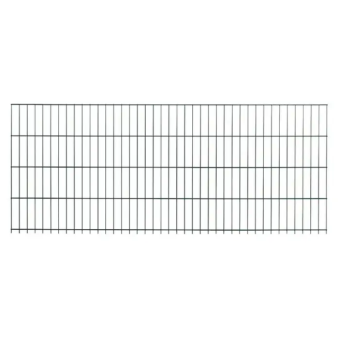 Peddy Shield Zaun-Set DSM - 2 x 1,23 m, Anthrazit, 31 -tlg., Mit Montageplatte - Ein grüner Doppelstabmattenzaun, der sich ideal zur Abgrenzung von Gärten und Grundstücken eignet, für mehr Privatsphäre und Sicherheit.