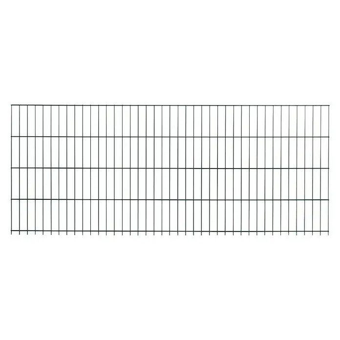 Peddy Shield Zaun-Set DSM - 2 x 1,03 m, Grün, 21 -tlg. - Abbildung eines Doppelstabmattenzauns, ideal zur Grundstückseingrenzung und als robuste Sicherheitslösung für den Außenbereich.