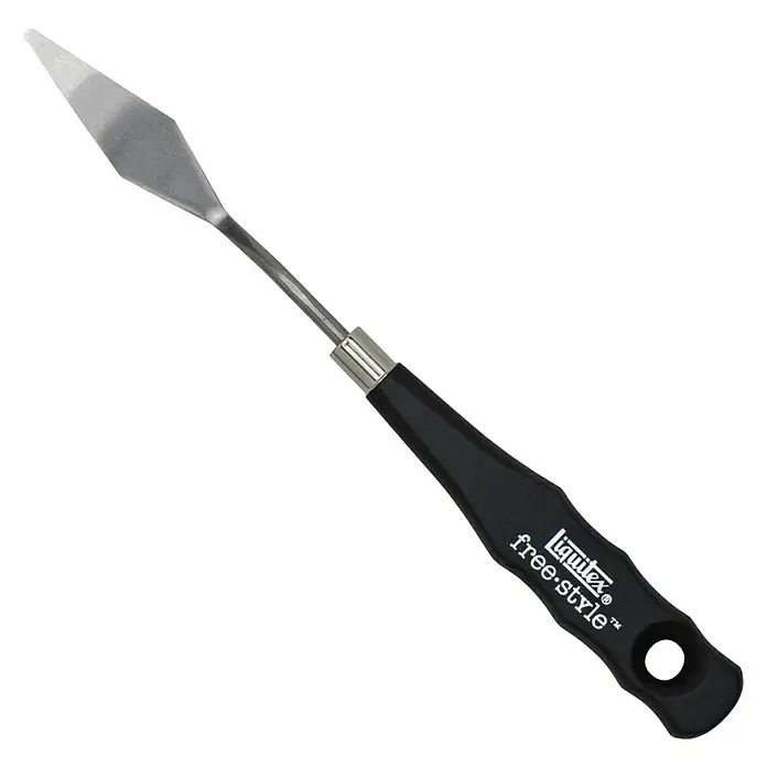 Liquitex Professional Malmesser Traditional Knife - Nr. 1 - Liquitex Freestyle Malmesser mit schwarzem Griff und silberner Klinge, ideal zum Auftragen von Farben und Strukturieren auf Leinwänden.