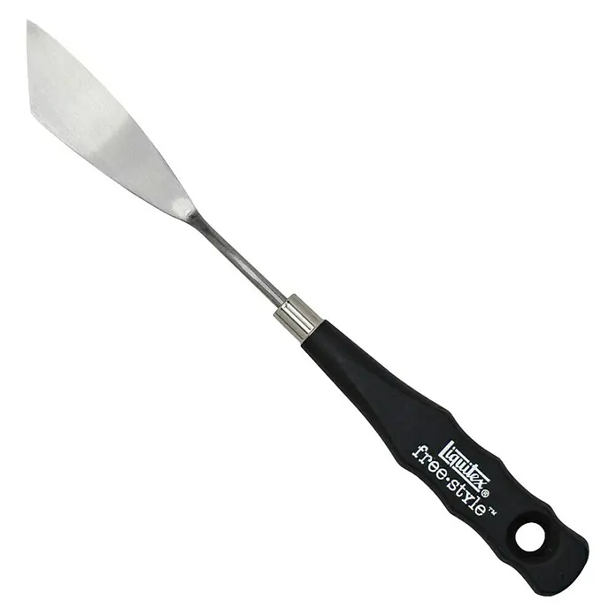Liquitex Professional Malmesser Traditional Knife - Nr. 3 - Liquitex Free-Style Malspachtel mit abgeschrägter, silberfarbener Klinge und schwarzem Griff mit Aufhängeöse für kreative Maltechniken.