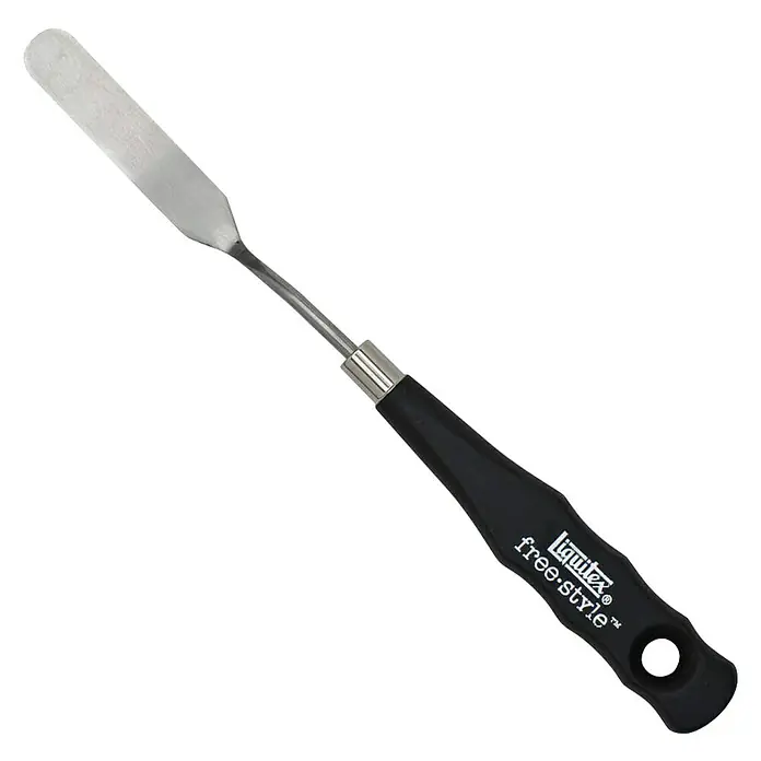 Liquitex Professional Malmesser Traditional Knife - Nr. 8 - Liquitex Freestyle Malspachtel mit schwarzem Griff und silberner Klinge, ideal für kreative Maltechniken und Texturen.
