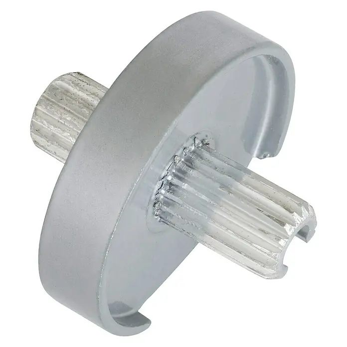 Embellecedor Inoline Plateado - Aluminio, Plateado - Primer plano de una perilla de control plateada con ejes moleteados para dispositivos electrónicos o maquinaria.