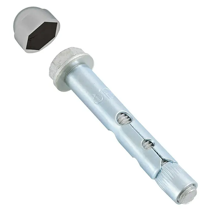 Tornillo autorroscante Gris suelo de hormigón - 10 x 70 mm, Acero - Anclaje metálico de alta resistencia con tapa, ideal para fijaciones seguras en hormigón y mampostería.