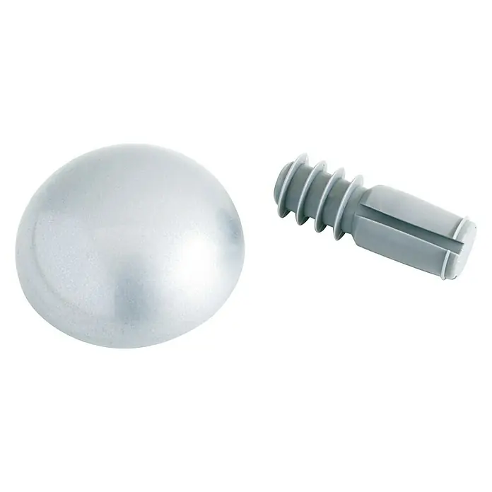 Tapa de acabado para pasamanos - Aluminio, Gris metálico - Pomos de muebles de color plateado que constan de una bola y un tapón, perfectos para reparar o renovar muebles.