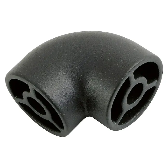 Codo de 90º para pasamanos Negro - Diámetro: 40 mm, Aluminio - Conector de plástico negro de 90 grados para tubos o barras, ideal para la construcción de muebles y proyectos de bricolaje. Construcción robusta y duradera.