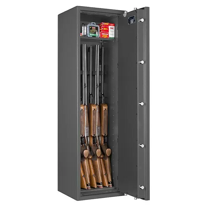 Stabilit Waffenschrank Country 205 E - Geeignet für: Gemeinsame Aufbewahrung von Waffen und Munition, Einstellhöhe: Max. 1.318 mm, Elektronisches Zahlenschloss, Halterungen: 5, Sicherheitsstufe: Widerstandsgrad N (0) - Anwendungsbeispiel