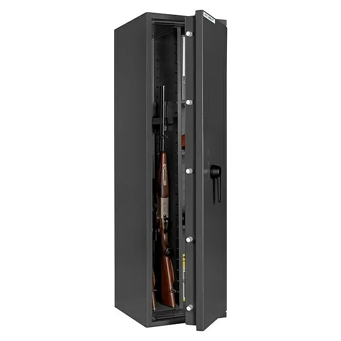 Stabilit Waffenschrank Country 203 Kombi - Geeignet für: Gemeinsame Aufbewahrung von Waffen und Munition, Einstellhöhe: Max. 1.318 mm, Doppelbart-Hochsicherheitsschloss, Halterungen: 3, Sicherheitsstufe: Widerstandsgrad N (0) - Anwendungsbeispiel
