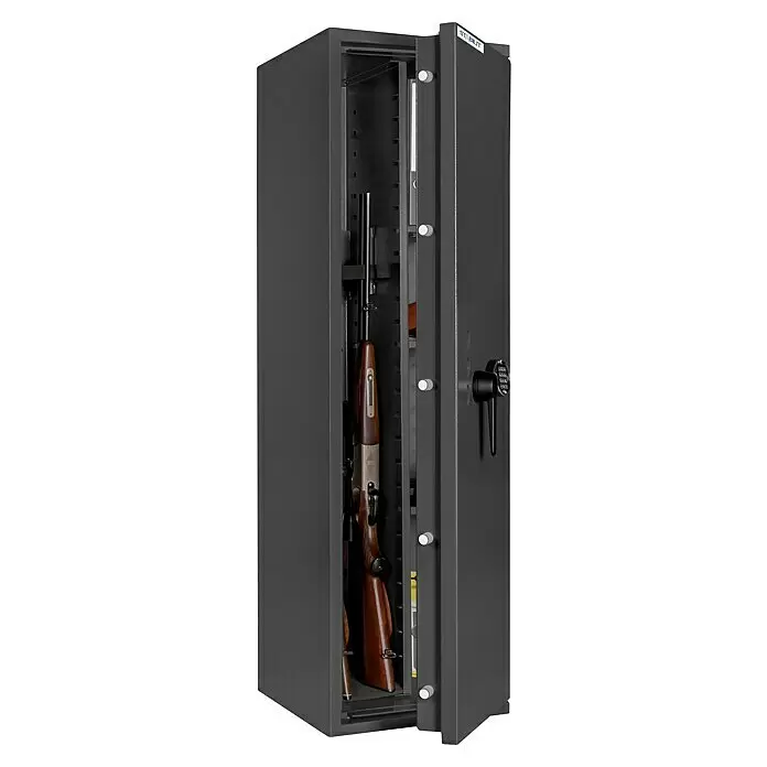 Stabilit Waffenschrank Country 203 E Kombi - Geeignet für: Gemeinsame Aufbewahrung von Waffen und Munition, Einstellhöhe: Max. 1.318 mm, Elektronisches Zahlenschloss, Halterungen: 3, Sicherheitsstufe: Widerstandsgrad N (0) - Anwendungsbeispiel