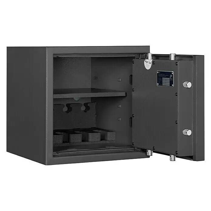 Format Kurzwaffenschrank KWT 2000Geeignet für: Max. 5 Kurzwaffen ohne Munition, L x B x H: 420 x 400 x 405 mm, Doppelbart-Hochsicherheitsschloss