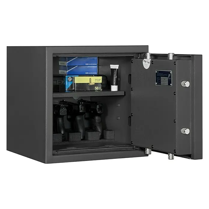 Format Kurzwaffenschrank KWT 2000Geeignet für: Max. 5 Kurzwaffen ohne Munition, L x B x H: 420 x 400 x 405 mm, Doppelbart-Hochsicherheitsschloss - Safe mit Munition und Pistolen zur sicheren Aufbewahrung von Waffen und Wertsachen.