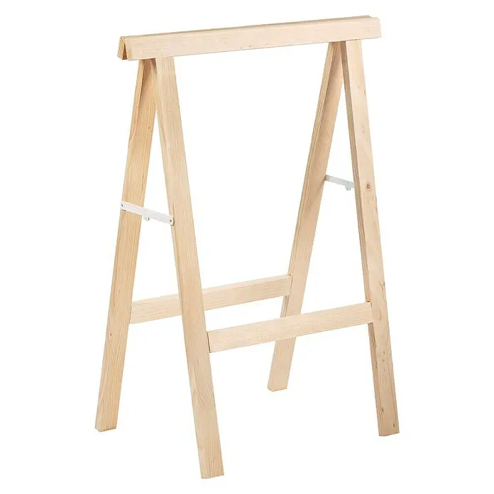 Astigarraga Holzbock - Tragkraft: 600 kg, Höhe: 100 cm, Kiefer, Natur - Ein helles Holzbockgestell, ideal als Tischbein oder Arbeitsfläche, mit stabilen Beinen und einfacher Montage für Heimwerkerprojekte.