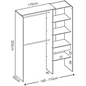 Mueble vestidor Suit (L x An x Al: 50 x 160 x 205 cm, Melamina, Blanco)