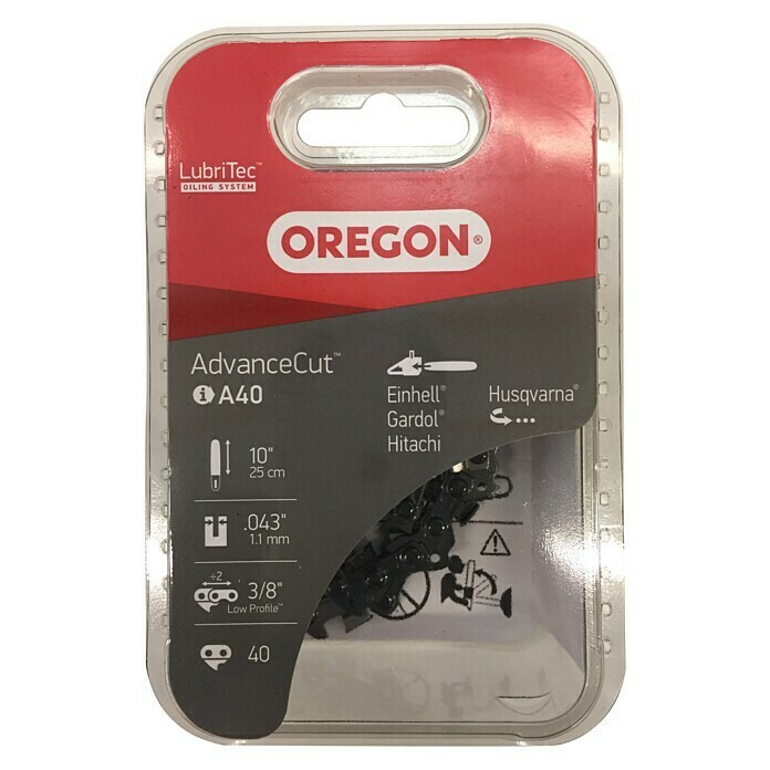 Oregon Sägekette (Schnittlänge: 25 cm, Treibglieder: 40, Nutbreite: 1,1 mm, Passend für: Gardol Kettensäge GAK-E 20 LI)