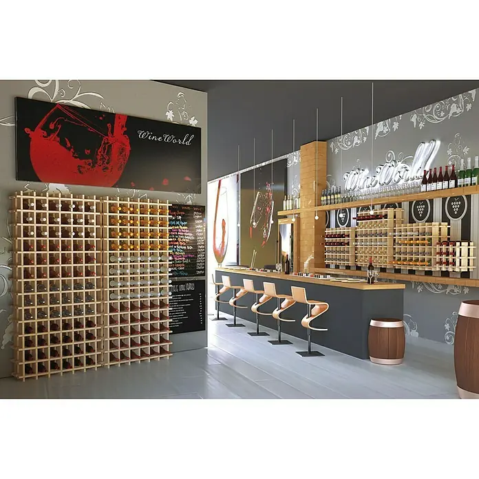 Astigarraga Weinregal - L x B x H: 75 x 22 x 75 cm, Anzahl Flaschen: 36 Stk. - Elegantes Weinregal im stilvollen Weinlokal, perfekt für die Präsentation edler Tropfen. Die Holzkonstruktion fügt sich nahtlos in das Ambiente ein.