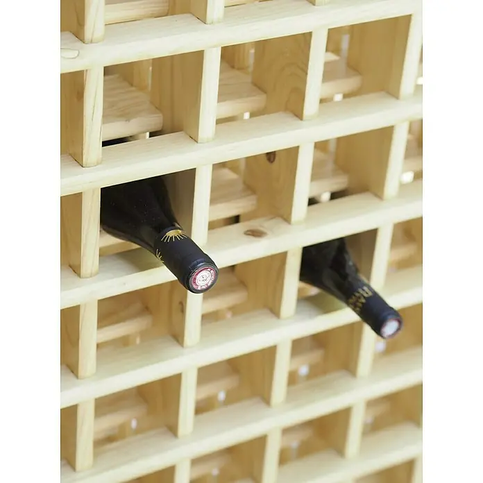Astigarraga Weinregal - L x B x H: 75 x 22 x 75 cm, Anzahl Flaschen: 36 Stk. - Weinregal aus hellem Holz mit zwei Weinflaschen, die elegant präsentiert werden. Praktisch und stilvoll.