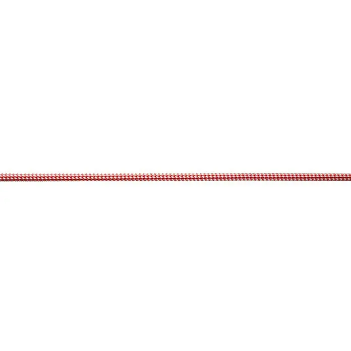 Robline Leine Meterware Dinghy Control - 5 mm, Weiß/Rot, Polyester - Rotes und weißes geflochtenes Seil im Detail, das die komplizierte Textur und das Muster hervorhebt. Ideal für Bastelarbeiten und Dekoration.