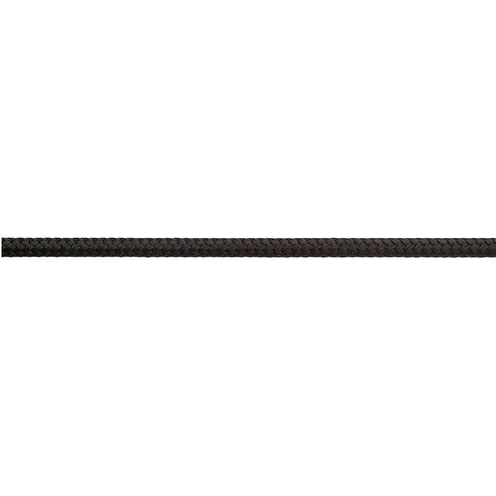 Robline Cuerda multiusos por metros Orion 500 - Diámetro: 8 mm, Poliéster, Negro - Primer plano de un cable negro trenzado. El cable está hecho de muchos hilos pequeños entrelazados.