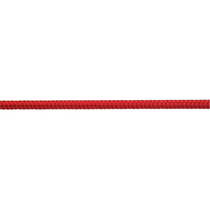 Robline Cuerda multiusos por metros Orion 500 - Diámetro: 4 mm, Poliéster, Rojo - Primer plano de una cuerda roja. La cuerda robusta y duradera es ideal para diversos proyectos de exteriores y artesanía.