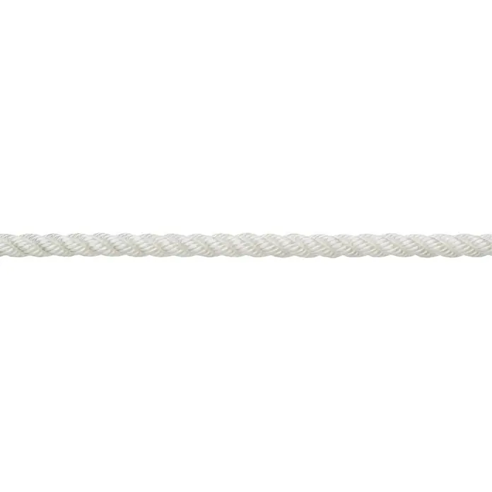 Robline Festmacherleine Meterware Rapallo - 10 mm, Polyester, Weiß - Nahaufnahme eines robusten, weißen Seils, ideal für verschiedene Anwendungen und Bindungszwecke.