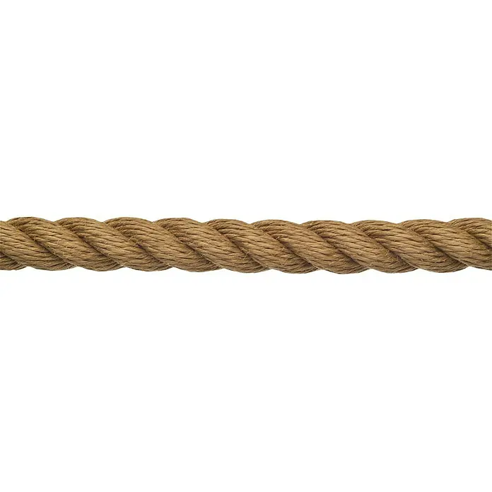 Robline Cabo a metros Spunflex - Diámetro: 16 mm, Otros, Natural - Primer plano de una cuerda robusta y trenzada, ideal para decoración náutica o proyectos de bricolaje. Textura natural y tonos tierra.