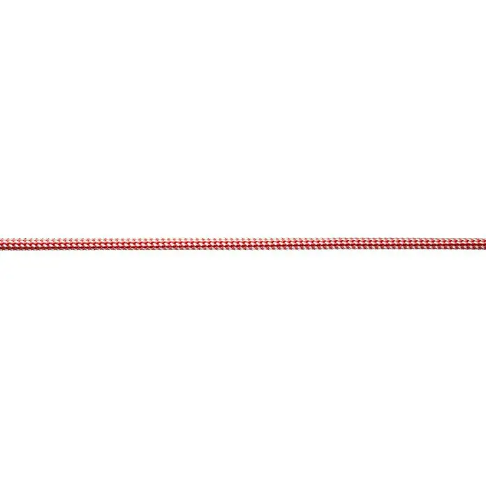 Robline Leine Meterware Dinghy Control - 6 mm, Weiß/Rot, Polyester - Nahaufnahme eines roten und weißen, geflochtenen Seils, das sich horizontal durch das Bild zieht.