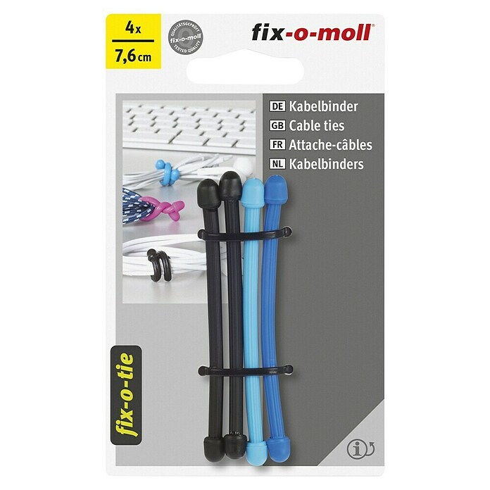 Fix-o-moll Kabelbinders (Blauw, Ø x l: 4 x 76 mm, 4 stk.)