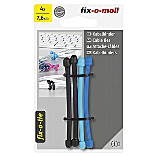 Fix-o-moll Kabelbinders fix-o-tie 3 kleuren (Blauw / Zwart, Ø x l: 4 x 76 mm, 4 st.)