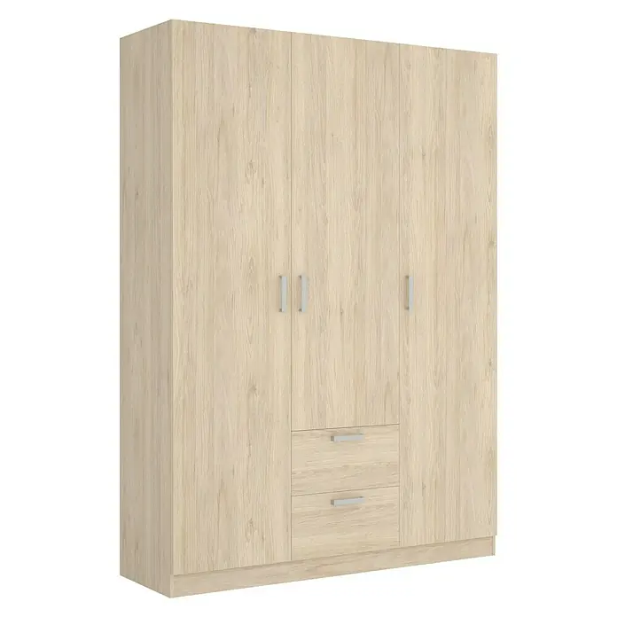 Dekit Armario para ropa Maxi - L x An x Al: 52 x 150 x 215 cm, Roble, Número de puertas: 3 ud. - Un gran armario con múltiples puertas y cajones, perfecto para guardar ropa y otros objetos, con su diseño como de madera.