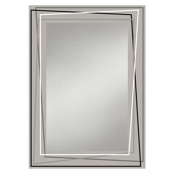 Kristall-Form Siebdruckspiegel Door - 50 x 70 cm - Stilvoller rechteckiger Spiegel mit schlichten Rahmen in Schwarz und Weiß. Das elegante Design passt perfekt in moderne Räume.