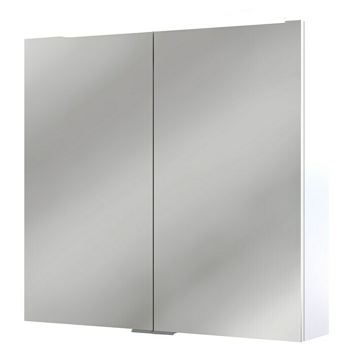 Camargue Armario con espejo LED (An x Al: 72 x 68,5 cm, Con iluminación, MDF, Blanco)