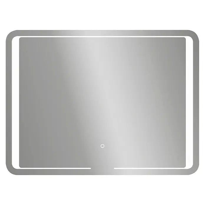 Camargue Lichtspiegel Juwa 3 - 80 x 60 cm - Quadratischer LED-beleuchteter Spiegel mit abgerundeten Ecken und Touch-Sensor für Badezimmer oder Ankleidezimmer.