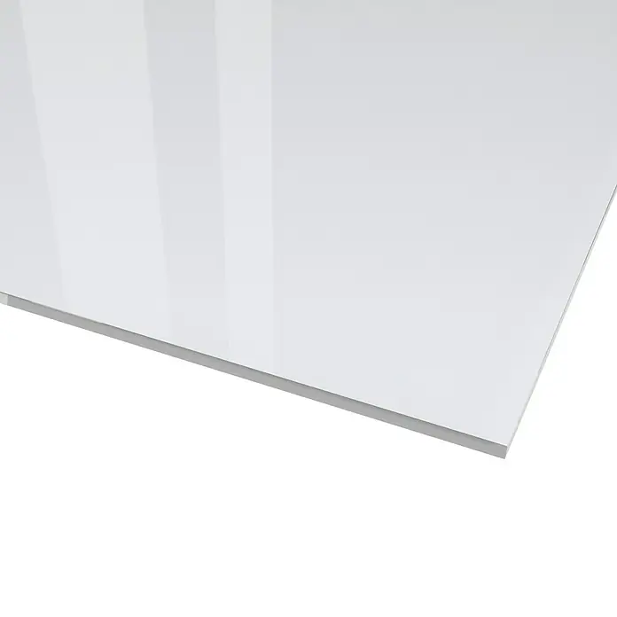 Kunstglas Owocor - 100 cm x 100 cm x 2,5 mm, Eben, Klar, Polystyrol - Glänzende weiße Acrylplatte, ideal für moderne Möbel und Innenausbau. Perfekt für eine hochwertige, reflektierende Oberfläche.