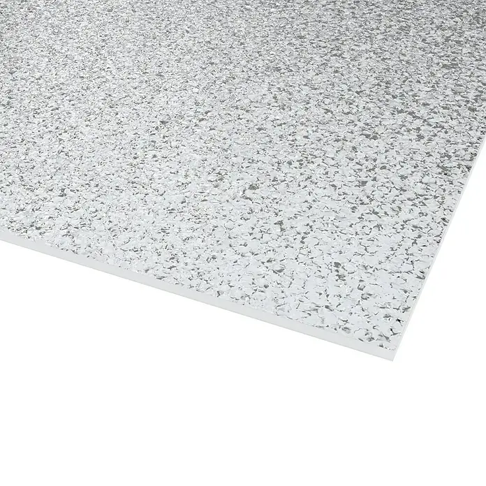Kunstglas Owocor - 200 cm x 100 cm x 5 mm, Eiskristall, Klar, Polystyrol - Nahaufnahme einer strukturierten Acrylglasplatte mit einer glitzernden Oberfläche, ideal für vielfältige Anwendungen.