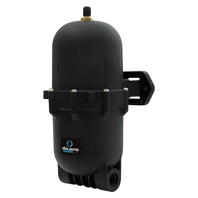 Albin Pump Druckausgleichstank - L x B x H: 10 x 4 x 4 cm, Fassungsvermögen: 0,85 l - Schwarzer Albin Pump Marine Wasserdruckspeicher für Boote, ideal zur Druckregulierung und Reduzierung von Pumpenzyklen.