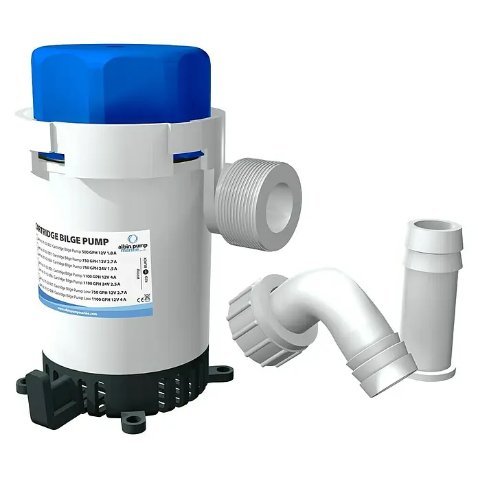 Albin Pump Bilgepumpe 750GPH - Max. Fördermenge: 32 l/min, 12 V - Ansicht von oben
