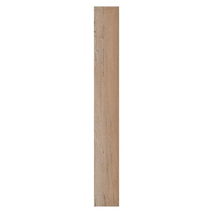 Indo Wandpaneel Barnwall Tuscany - Shorea, 1.200 x 120 x 10 mm, 0,864 m² - Ein einzelnes, rechteckiges Stück Holz mit einer sichtbaren Maserung. Die Holzplatte hat eine natürliche, helle Farbgebung.