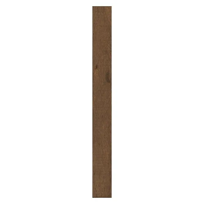 Indo Wandpaneel Barnwall Verona - Shorea, 1.200 x 120 x 10 mm, 0,864 m² - Braunes Holzbrett mit sichtbarer Maserung und natürlichen Unvollkommenheiten, ideal für rustikale Projekte und DIY-Dekorationen.