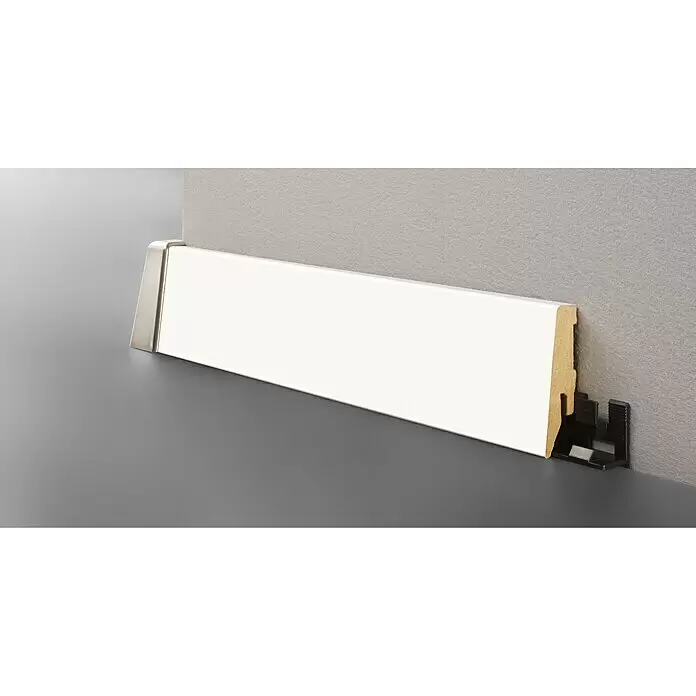 LOGOCLIC Sockelleiste K58 C Weiß matt - 260 cm x 18 mm x 58 mm, MDF