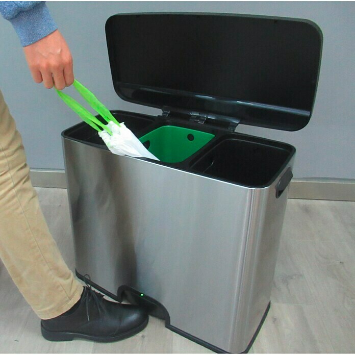 Mülleimer mit Fußsensor (3 x 15 l, Kunststoff)
