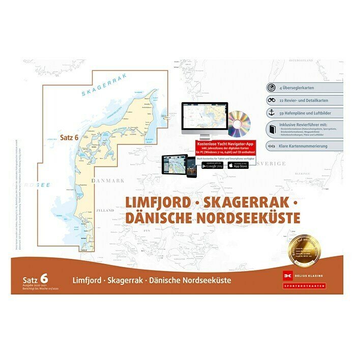 Sportbootkarten Satz 6: Limfjord - Skagerrak - Dänische NordseeküsteAusgabe 2021 Front View