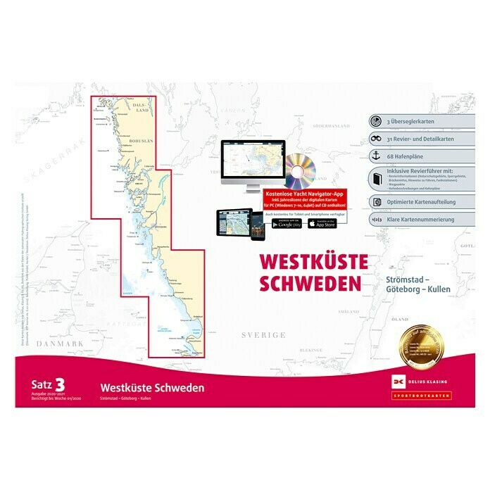 Sportbootkarten Satz 3: Westküste SchwedenAusgabe 2021 Front View